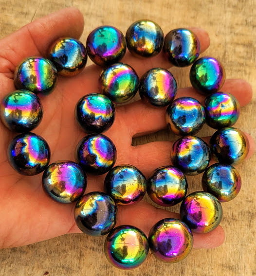Smaller Rainbow Magnetic Hematite Spheres 3/4 ~ 24 spheres~ 1 Pound -  T-Rocks in Quartzsite